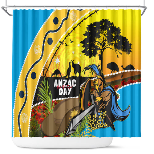 Titans Rugby ANZAC Day Shower Curtain GLD Mascot Rosemary Starry Night