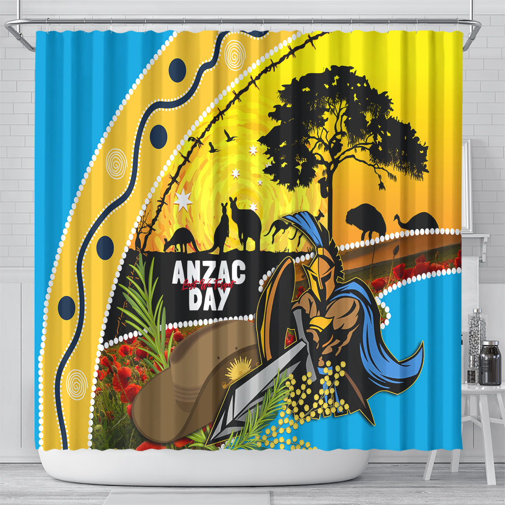 Titans Rugby ANZAC Day Shower Curtain GLD Mascot Rosemary Starry Night