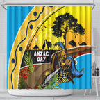 Titans Rugby ANZAC Day Shower Curtain GLD Mascot Rosemary Starry Night