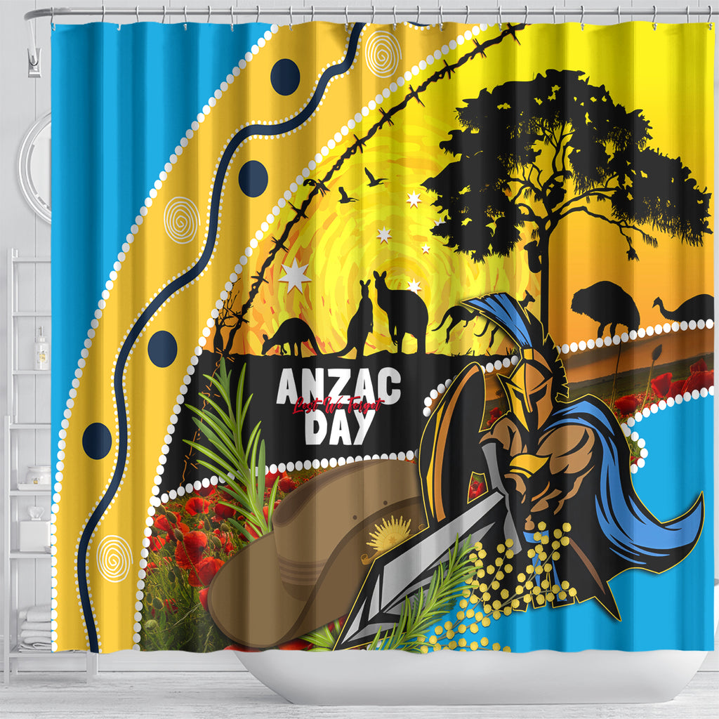 Titans Rugby ANZAC Day Shower Curtain GLD Mascot Rosemary Starry Night