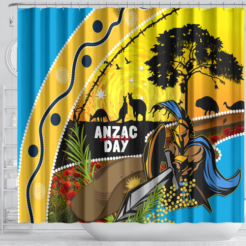 Titans Rugby ANZAC Day Shower Curtain GLD Mascot Rosemary Starry Night