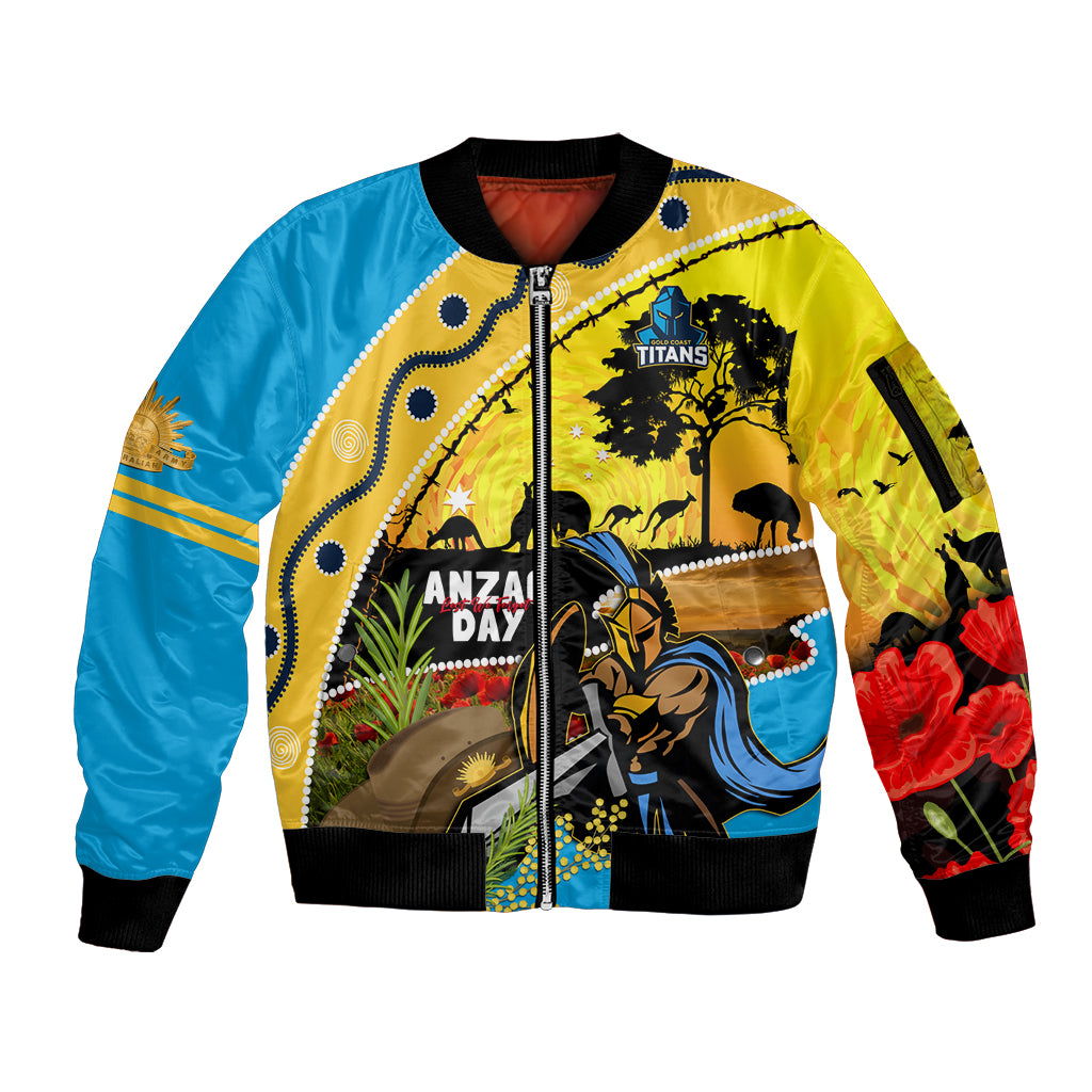 Titans Rugby ANZAC Day Sleeve Zip Bomber Jacket GLD Mascot Rosemary Starry Night