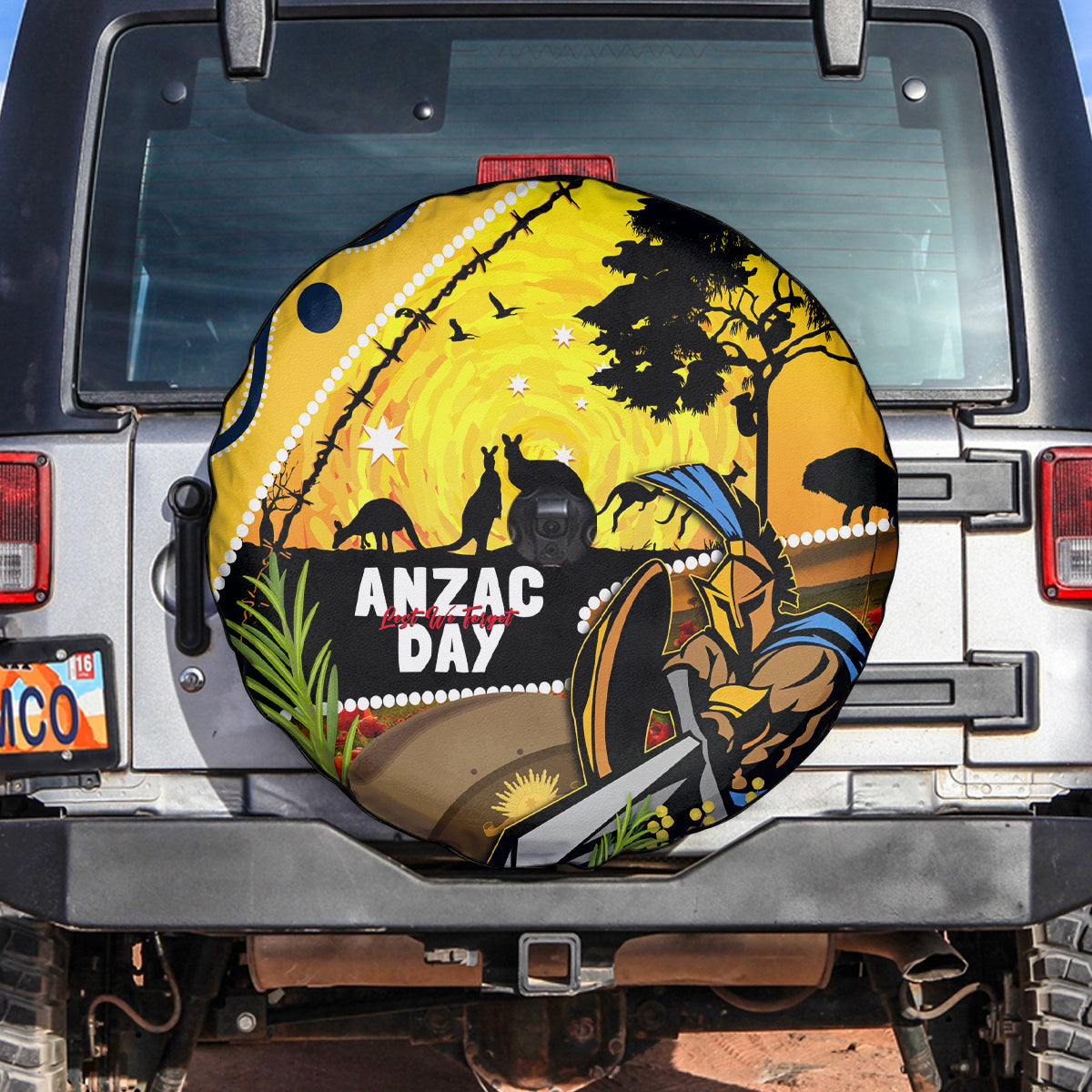 Titans Rugby ANZAC Day Spare Tire Cover GLD Mascot Rosemary Starry Night