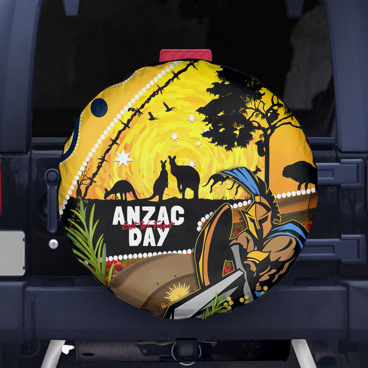 Titans Rugby ANZAC Day Spare Tire Cover GLD Mascot Rosemary Starry Night