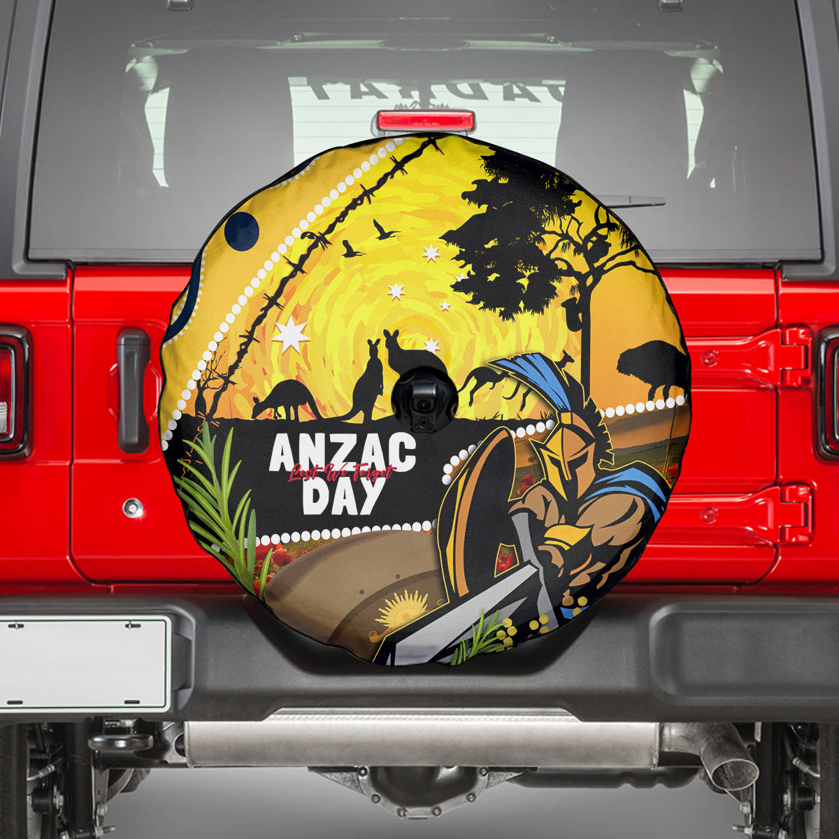 Titans Rugby ANZAC Day Spare Tire Cover GLD Mascot Rosemary Starry Night