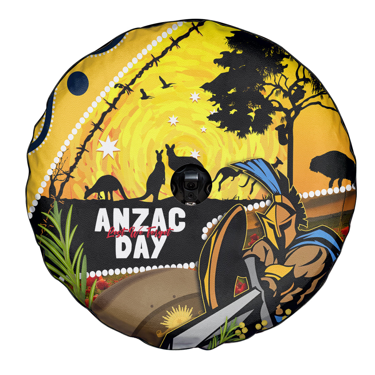 Titans Rugby ANZAC Day Spare Tire Cover GLD Mascot Rosemary Starry Night