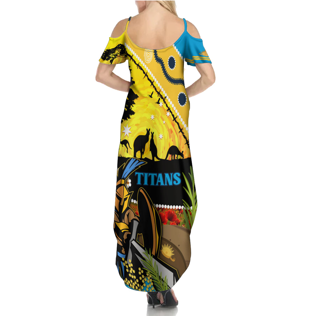 Titans Rugby ANZAC Day Summer Maxi Dress GLD Mascot Rosemary Starry Night