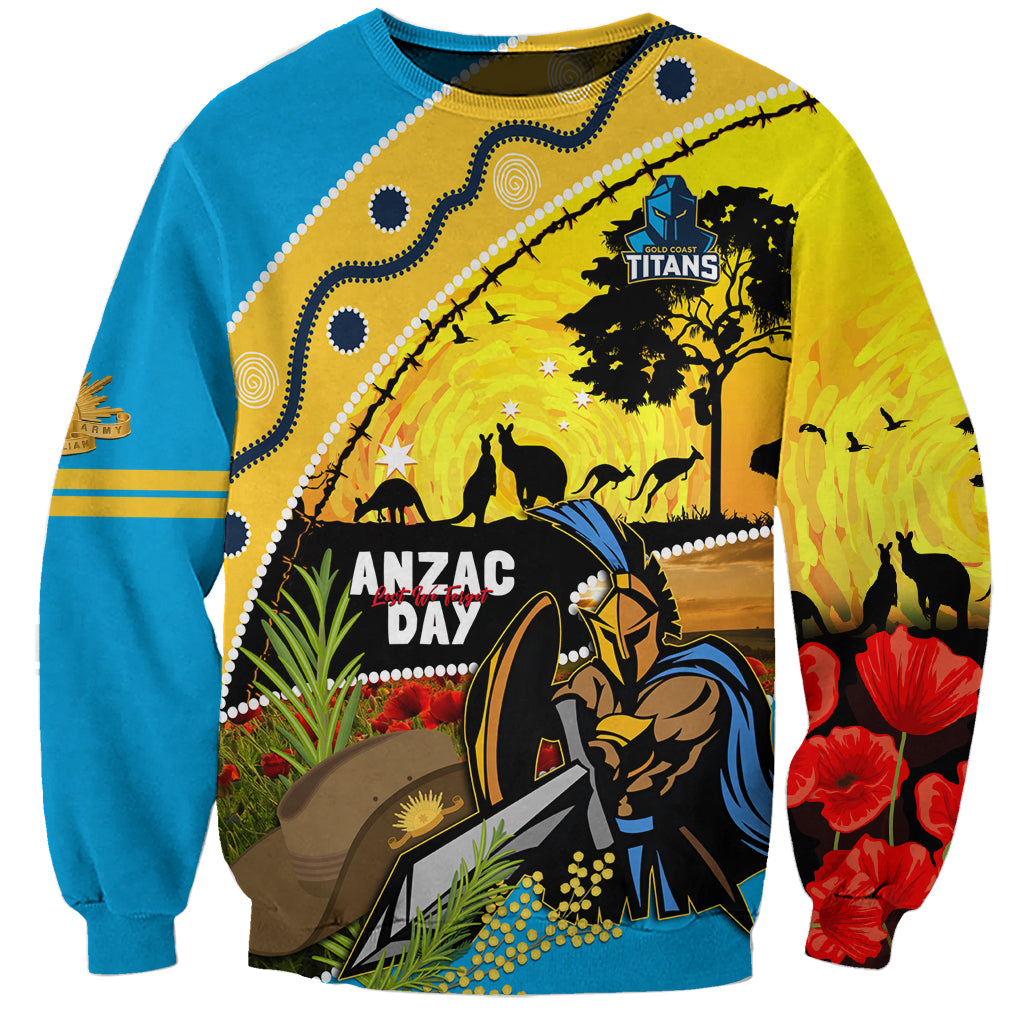 Titans Rugby ANZAC Day Sweatshirt GLD Mascot Rosemary Starry Night