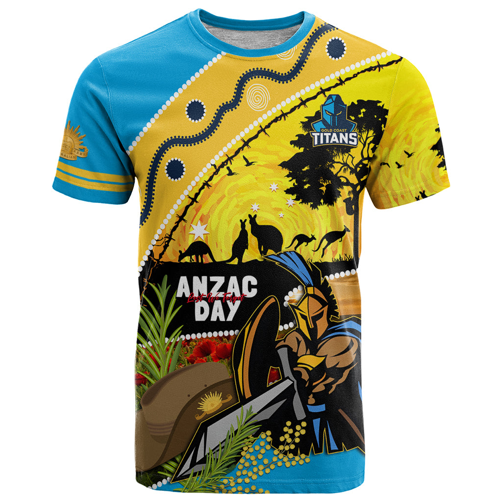 Titans Rugby ANZAC Day T Shirt GLD Mascot Rosemary Starry Night
