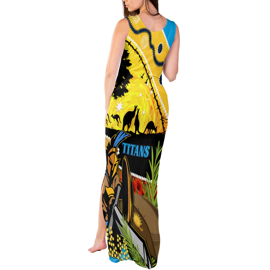 Titans Rugby ANZAC Day Tank Maxi Dress GLD Mascot Rosemary Starry Night
