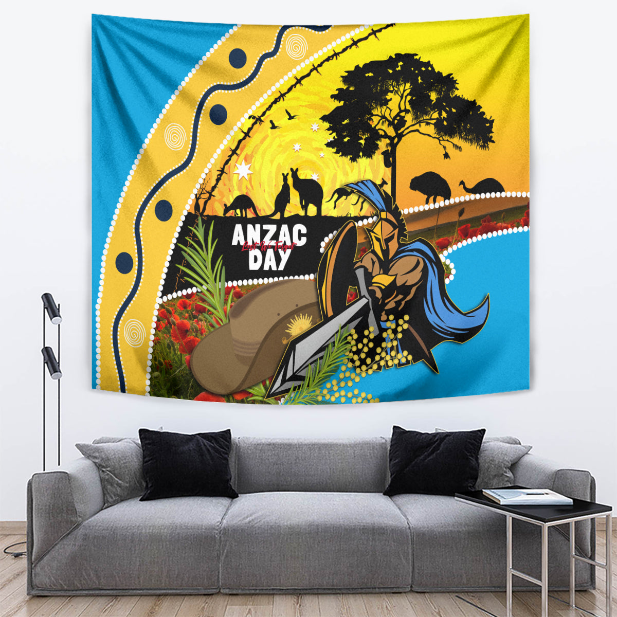 Titans Rugby ANZAC Day Tapestry GLD Mascot Rosemary Starry Night