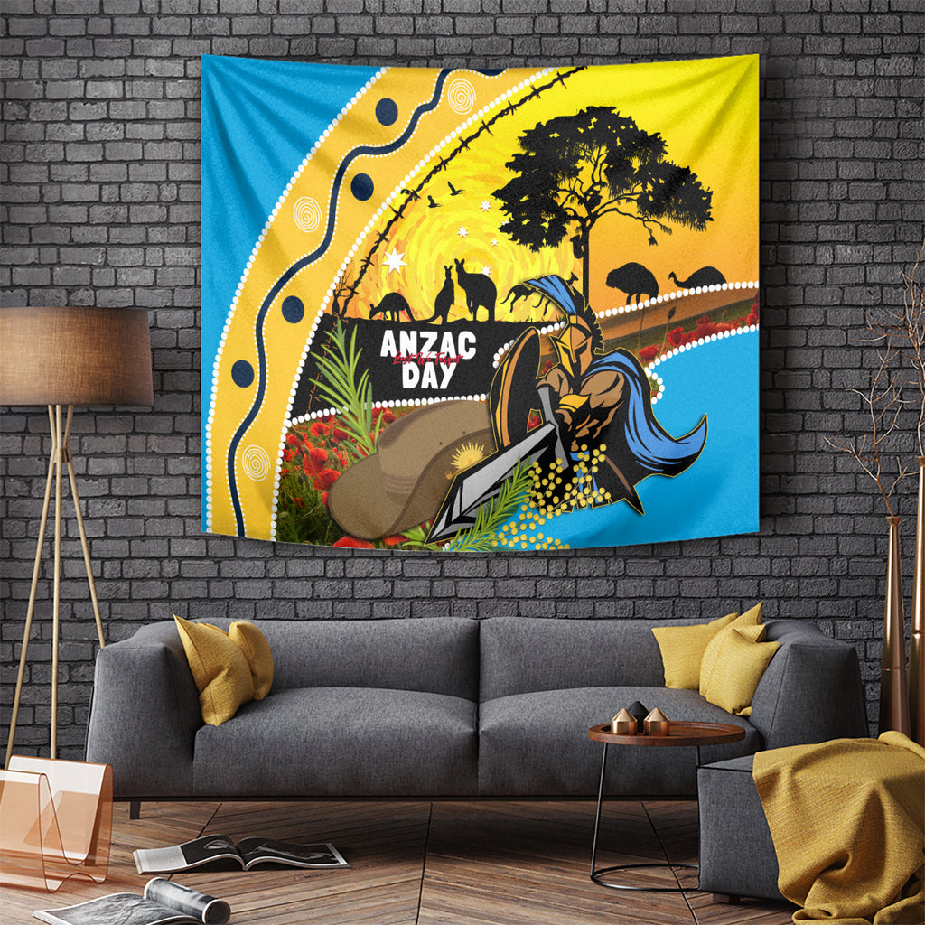 Titans Rugby ANZAC Day Tapestry GLD Mascot Rosemary Starry Night