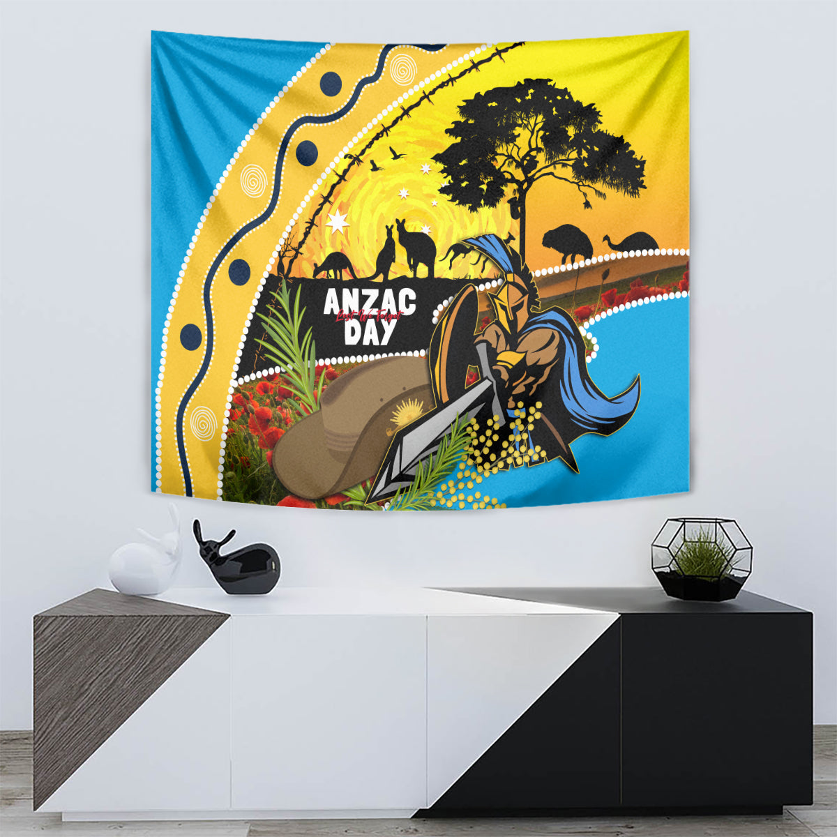 Titans Rugby ANZAC Day Tapestry GLD Mascot Rosemary Starry Night