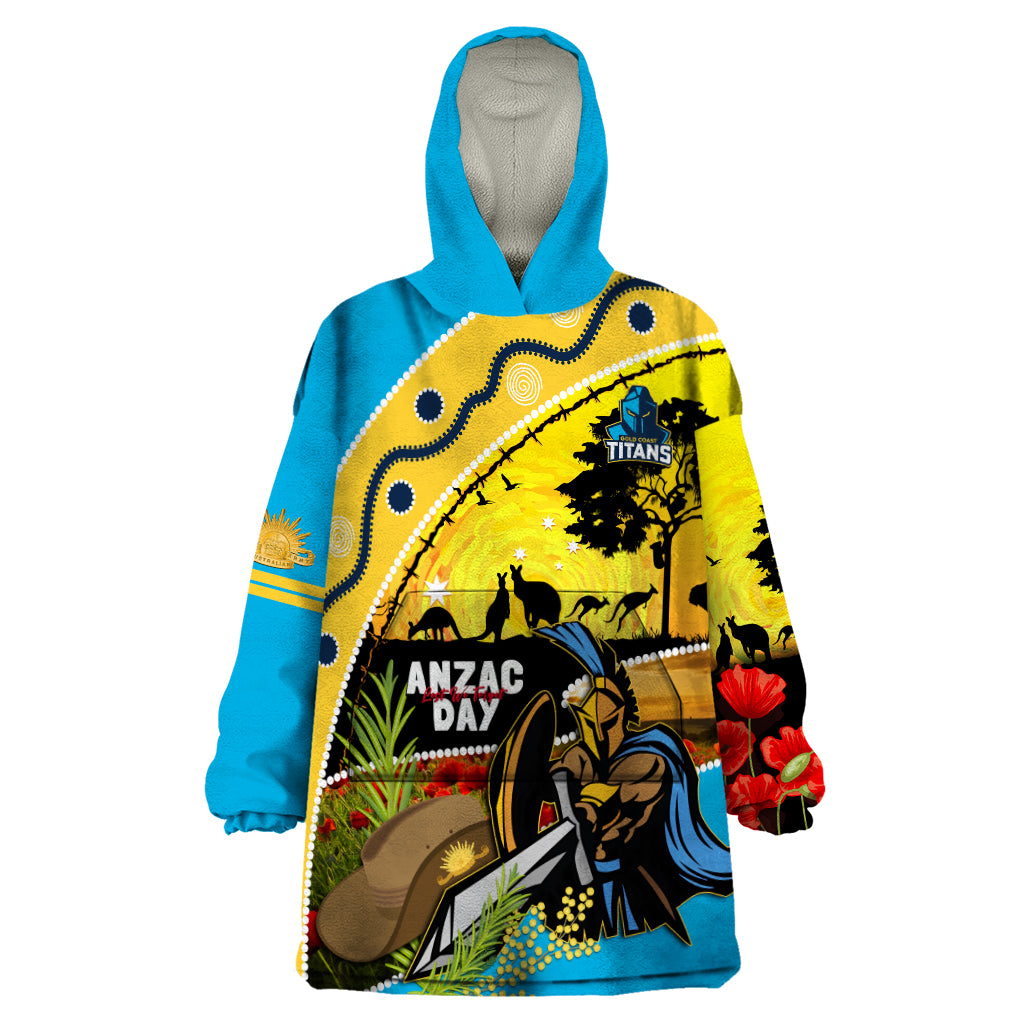 Titans Rugby ANZAC Day Wearable Blanket Hoodie GLD Mascot Rosemary Starry Night