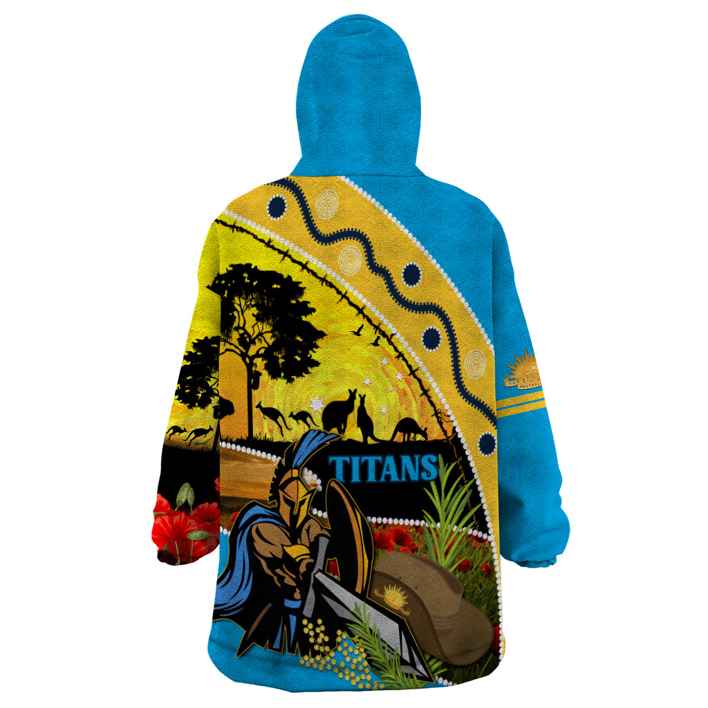 Titans Rugby ANZAC Day Wearable Blanket Hoodie GLD Mascot Rosemary Starry Night