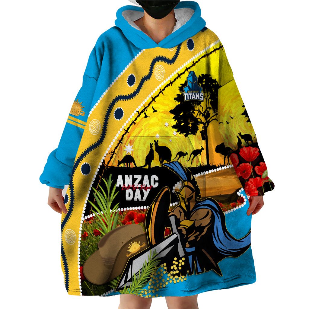Titans Rugby ANZAC Day Wearable Blanket Hoodie GLD Mascot Rosemary Starry Night