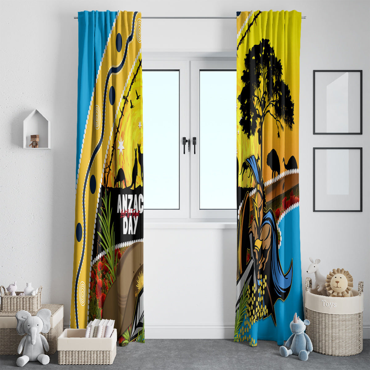 Titans Rugby ANZAC Day Window Curtain GLD Mascot Rosemary Starry Night