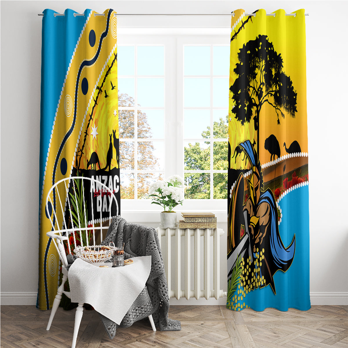 Titans Rugby ANZAC Day Window Curtain GLD Mascot Rosemary Starry Night