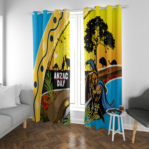 Titans Rugby ANZAC Day Window Curtain GLD Mascot Rosemary Starry Night