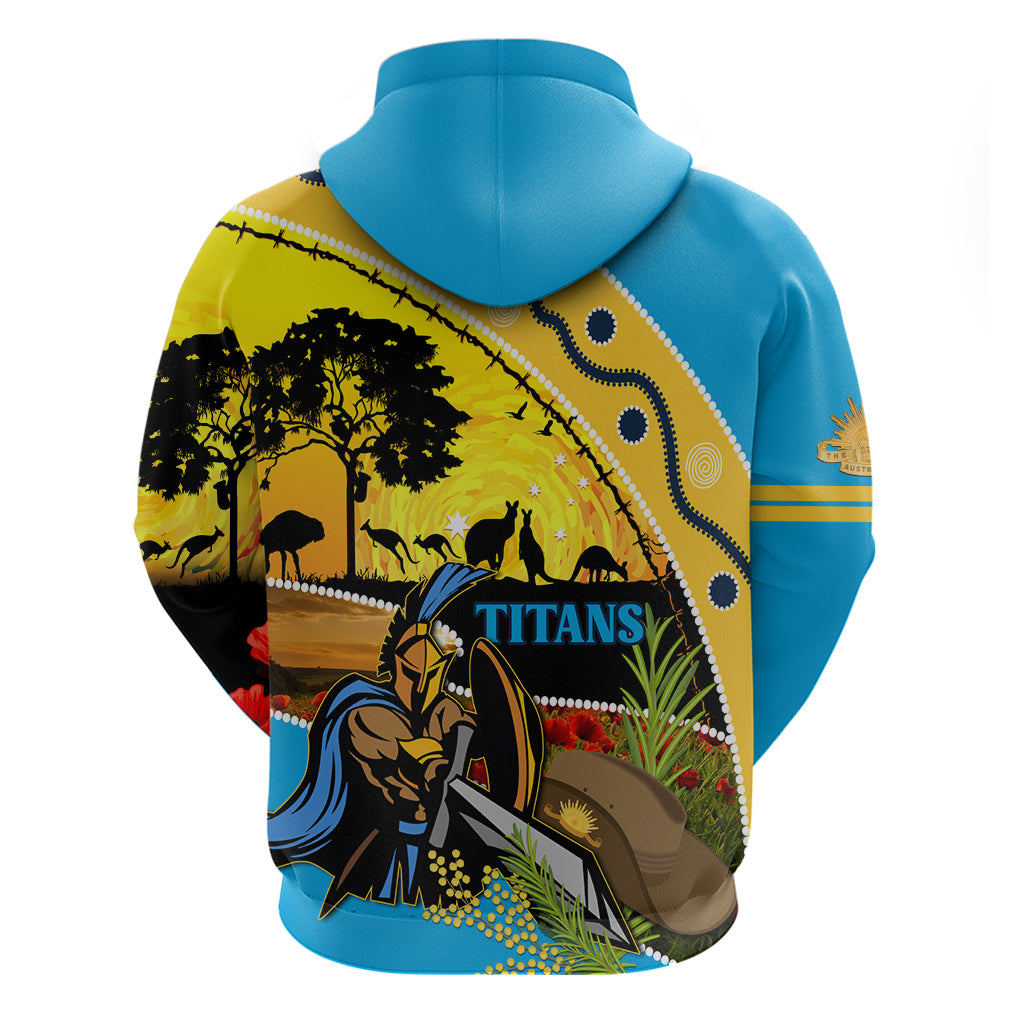 Titans Rugby ANZAC Day Zip Hoodie GLD Mascot Rosemary Starry Night