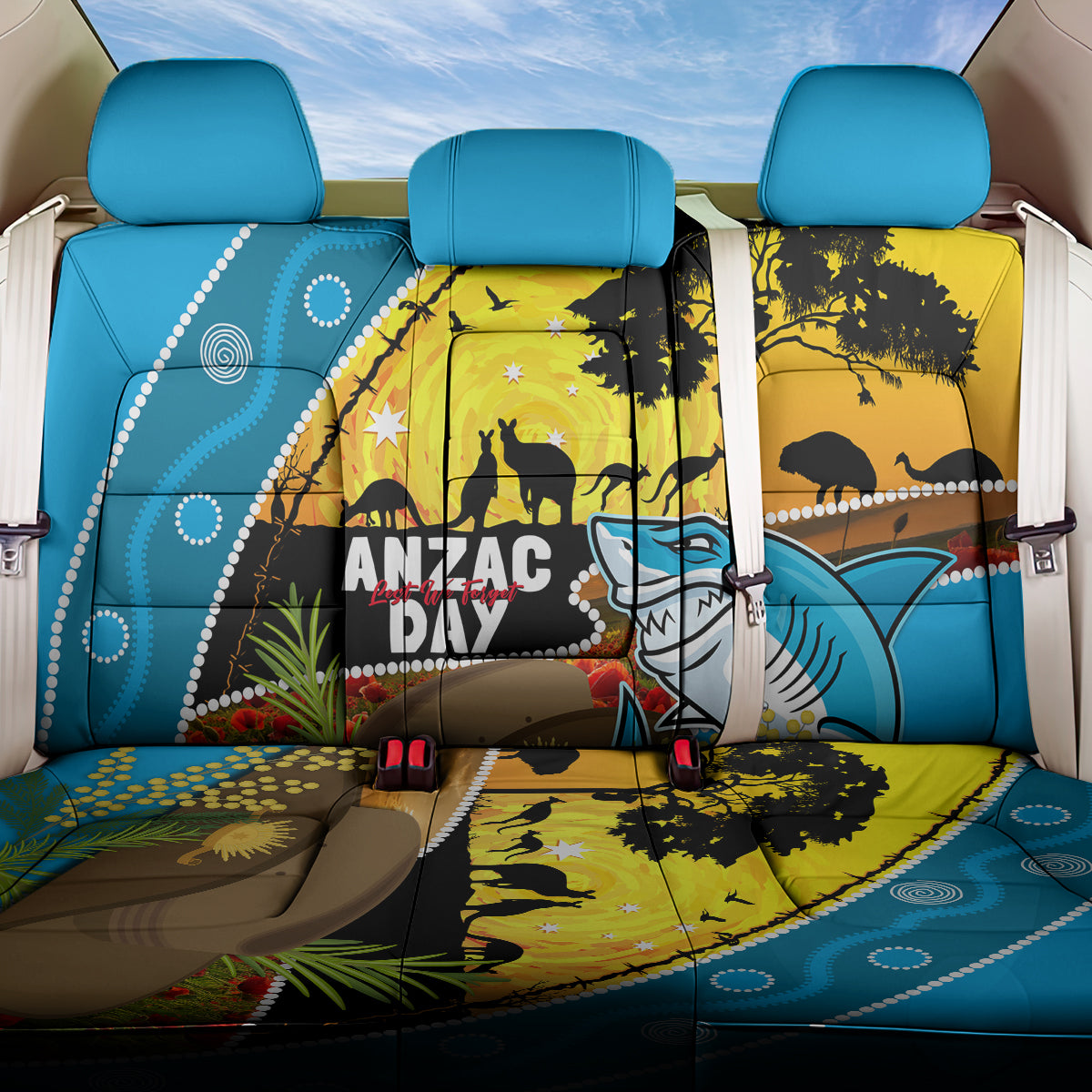 Sharks Rugby ANZAC Day Back Car Seat Cover Sharkies Rosemary Starry Night