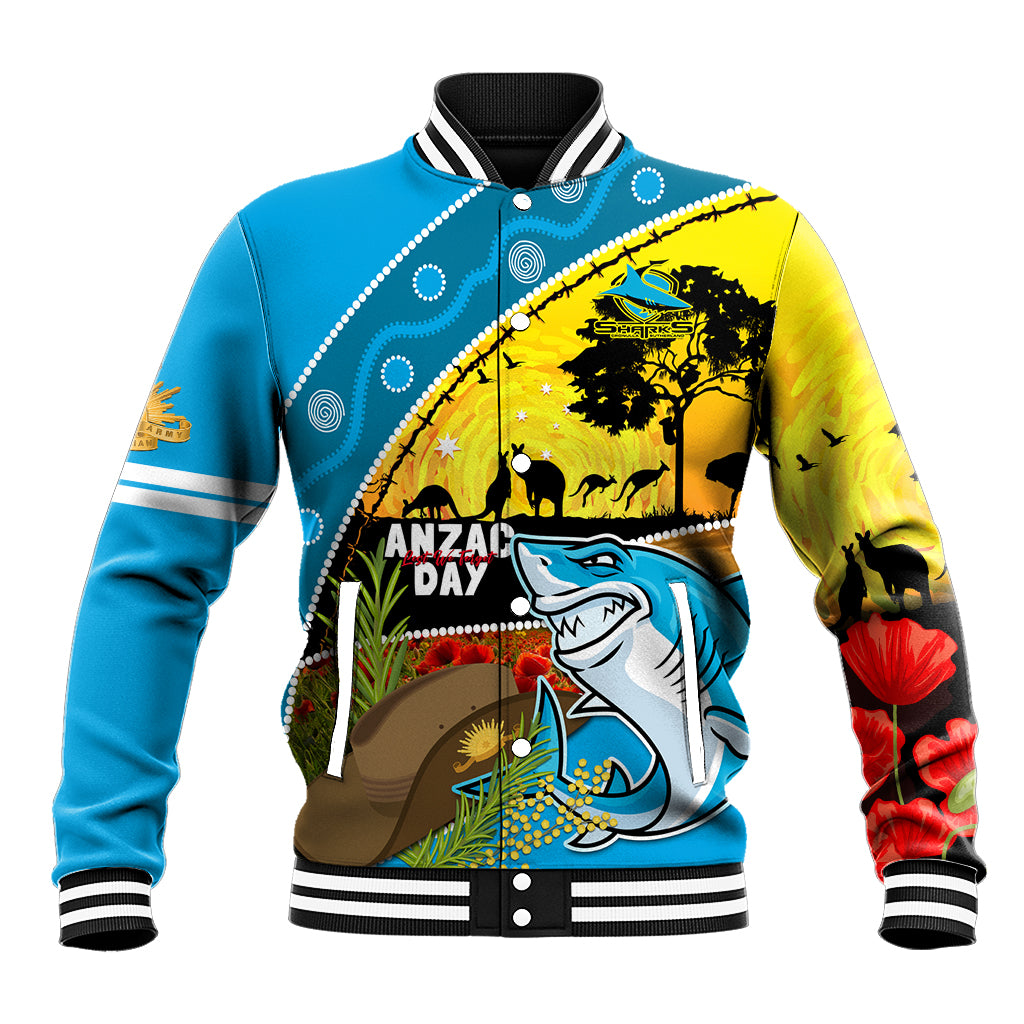 Sharks Rugby ANZAC Day Baseball Jacket Sharkies Rosemary Starry Night