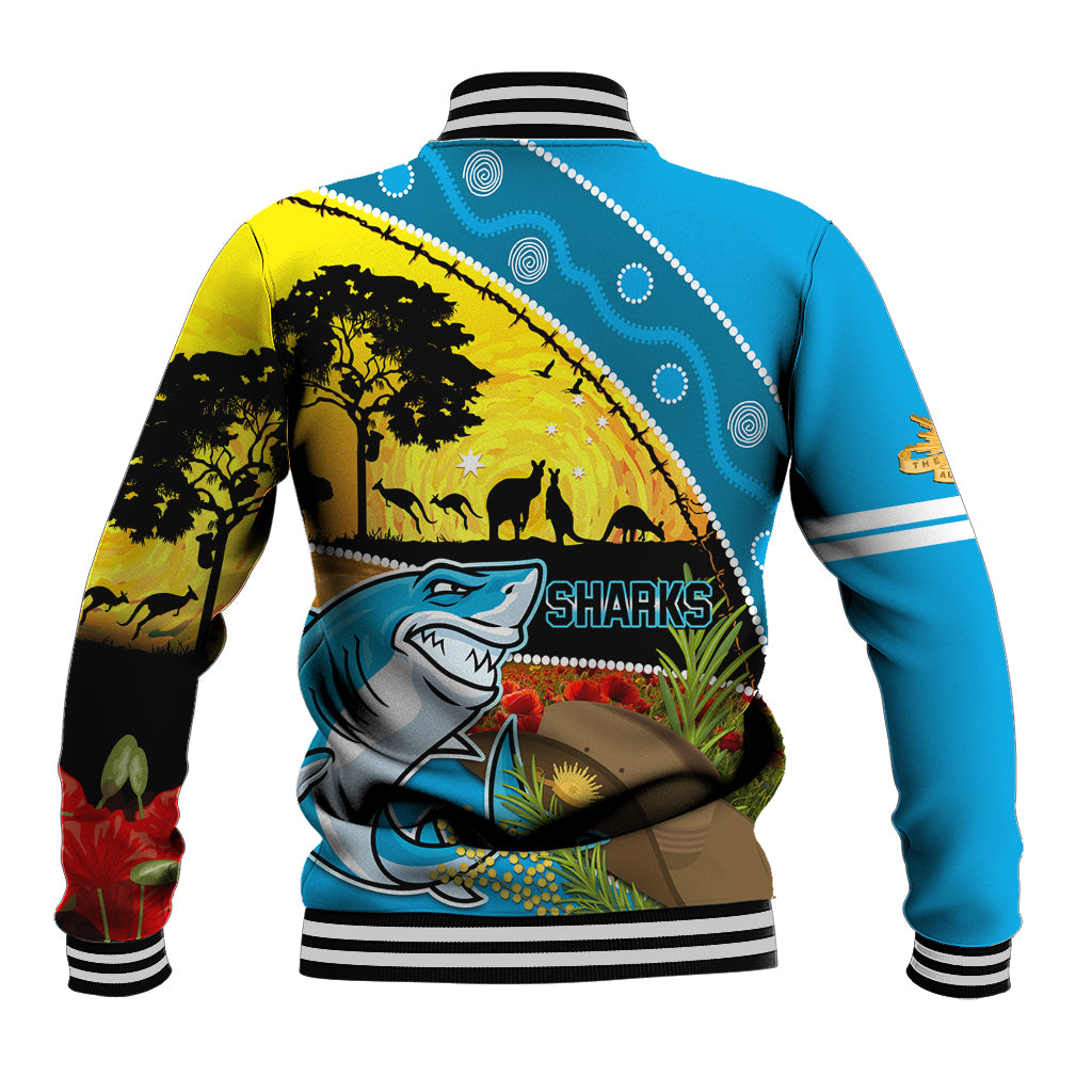 Sharks Rugby ANZAC Day Baseball Jacket Sharkies Rosemary Starry Night