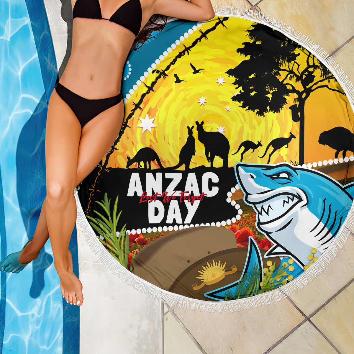 Sharks Rugby ANZAC Day Beach Blanket Sharkies Rosemary Starry Night