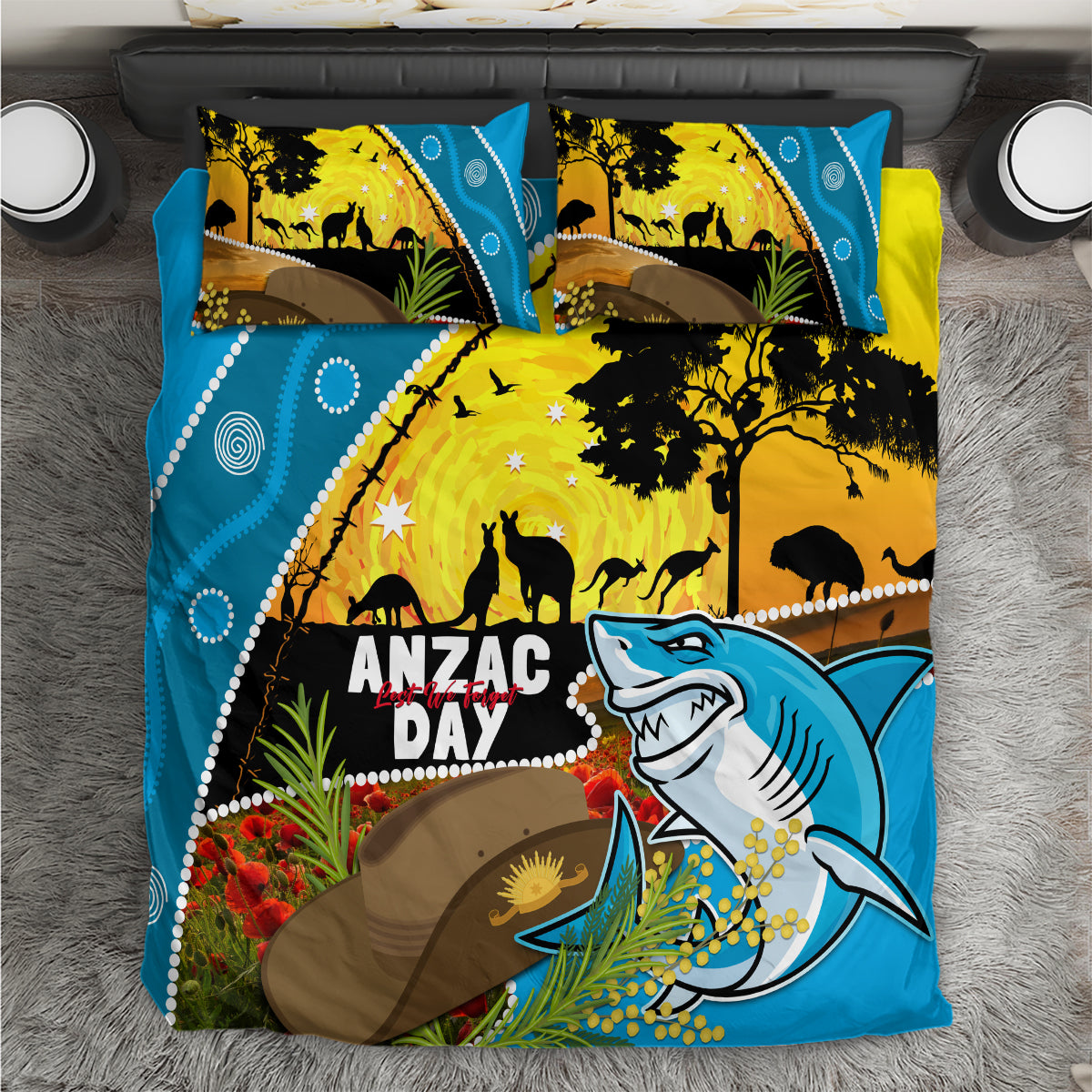 Sharks Rugby ANZAC Day Bedding Set Sharkies Rosemary Starry Night