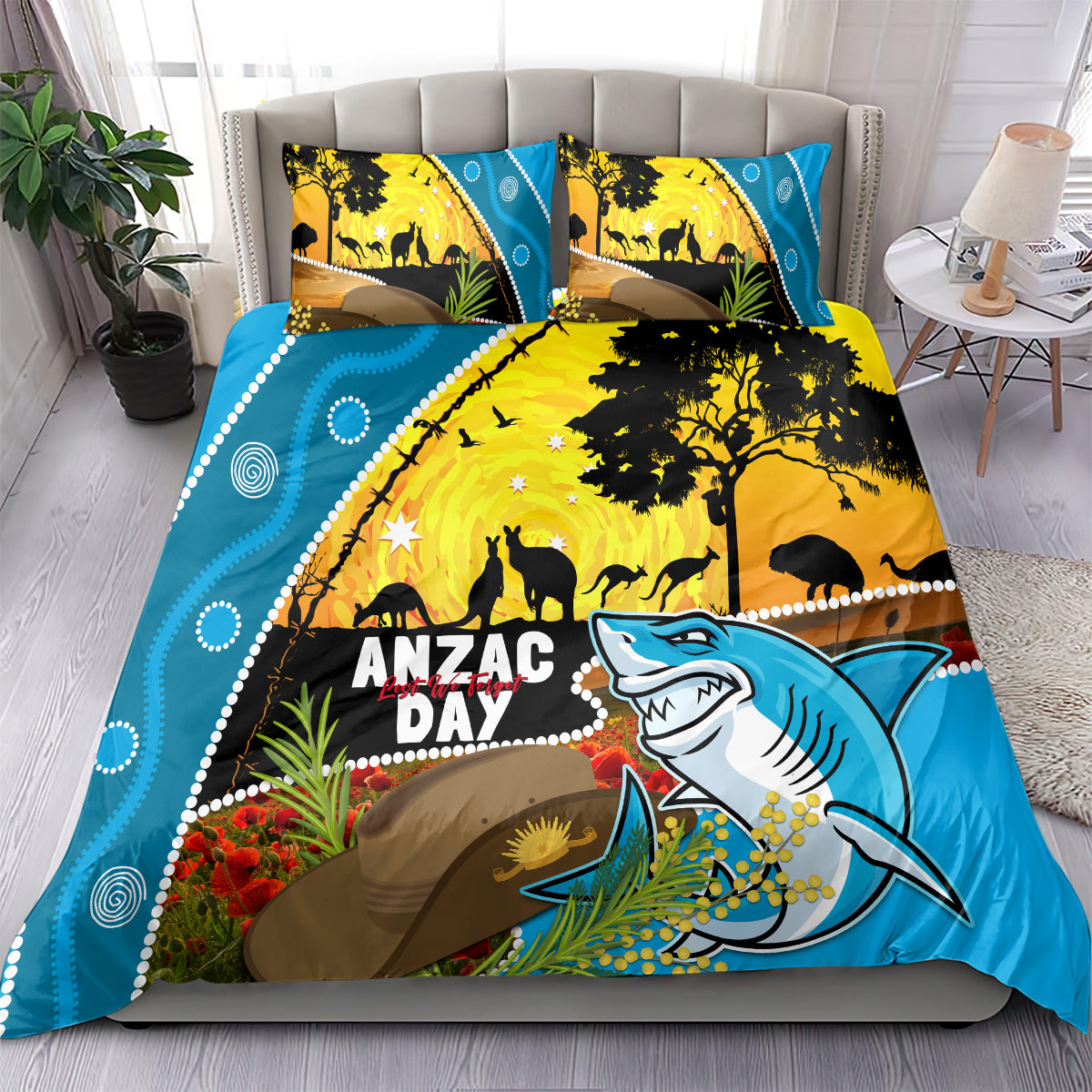 Sharks Rugby ANZAC Day Bedding Set Sharkies Rosemary Starry Night