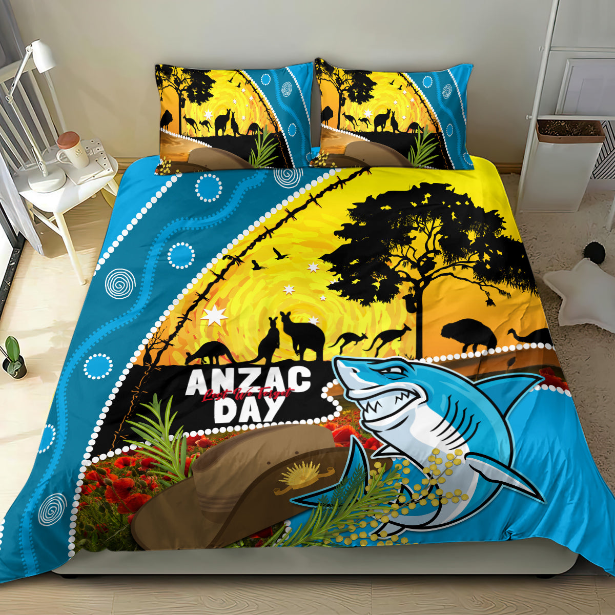 Sharks Rugby ANZAC Day Bedding Set Sharkies Rosemary Starry Night