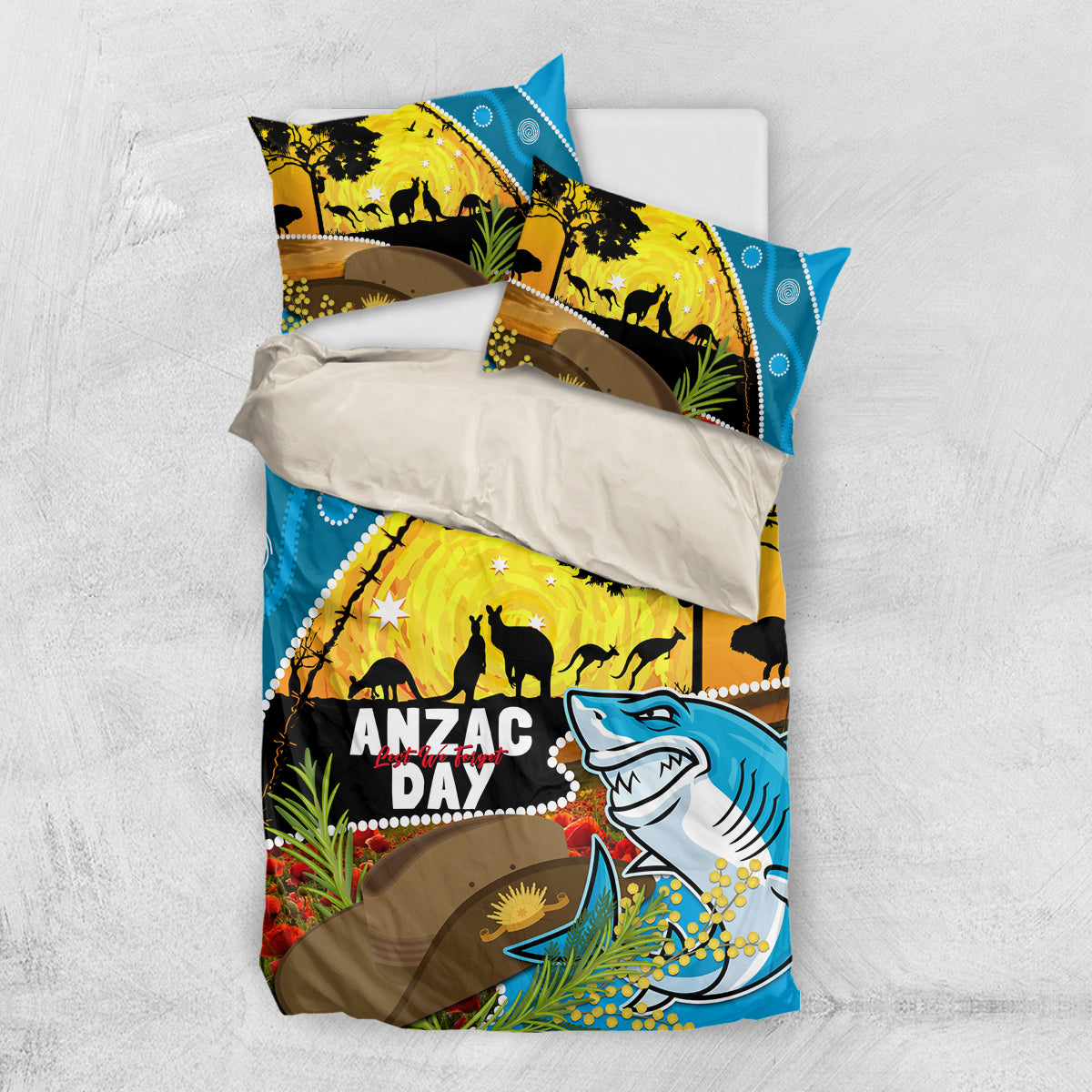 Sharks Rugby ANZAC Day Bedding Set Sharkies Rosemary Starry Night