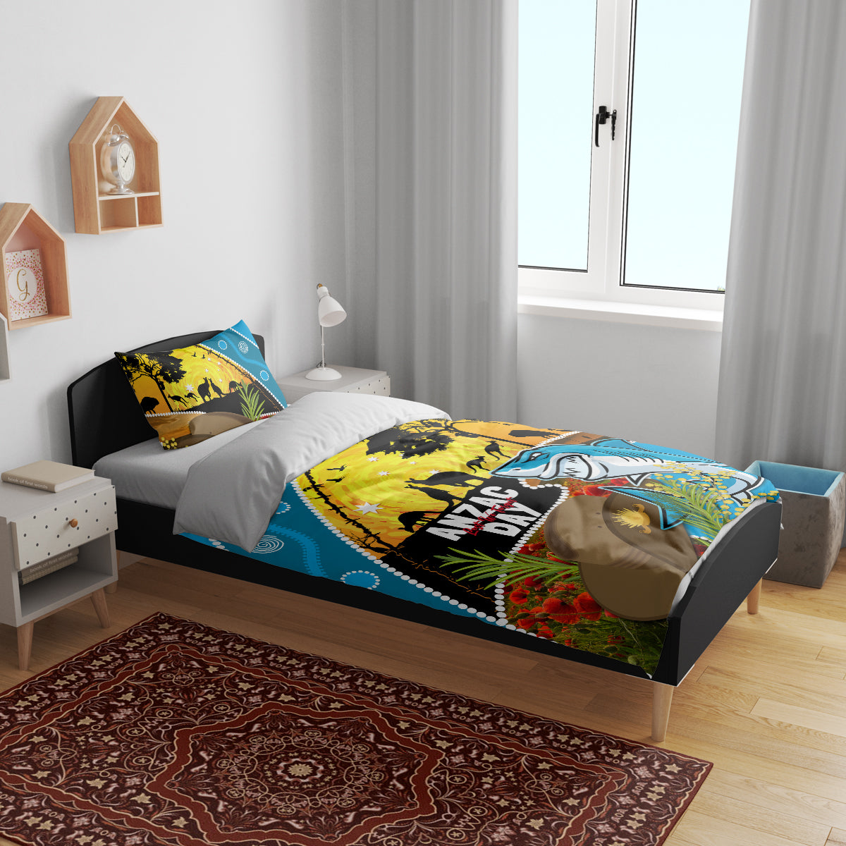 Sharks Rugby ANZAC Day Bedding Set Sharkies Rosemary Starry Night