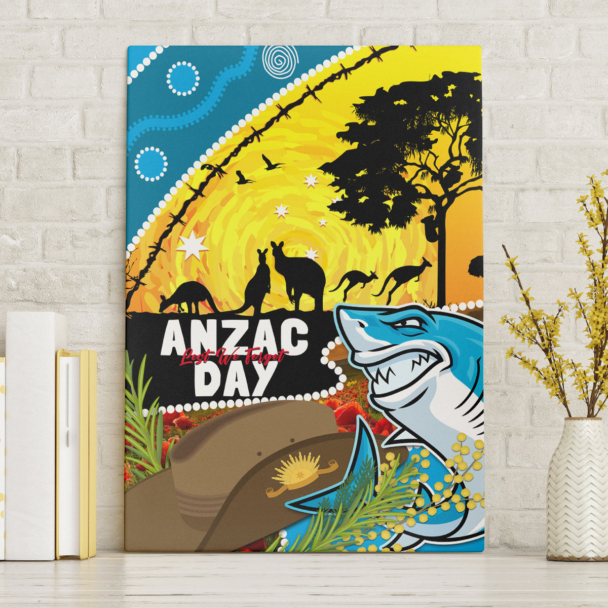 Sharks Rugby ANZAC Day Canvas Wall Art Sharkies Rosemary Starry Night