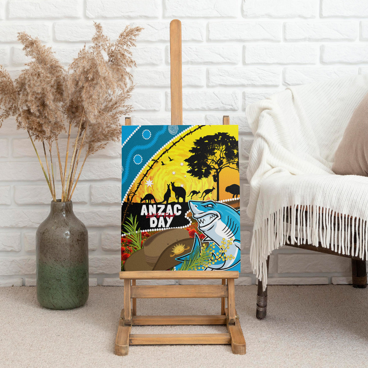 Sharks Rugby ANZAC Day Canvas Wall Art Sharkies Rosemary Starry Night