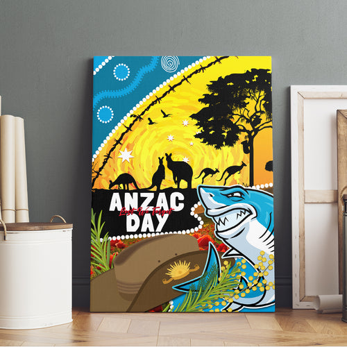 Sharks Rugby ANZAC Day Canvas Wall Art Sharkies Rosemary Starry Night