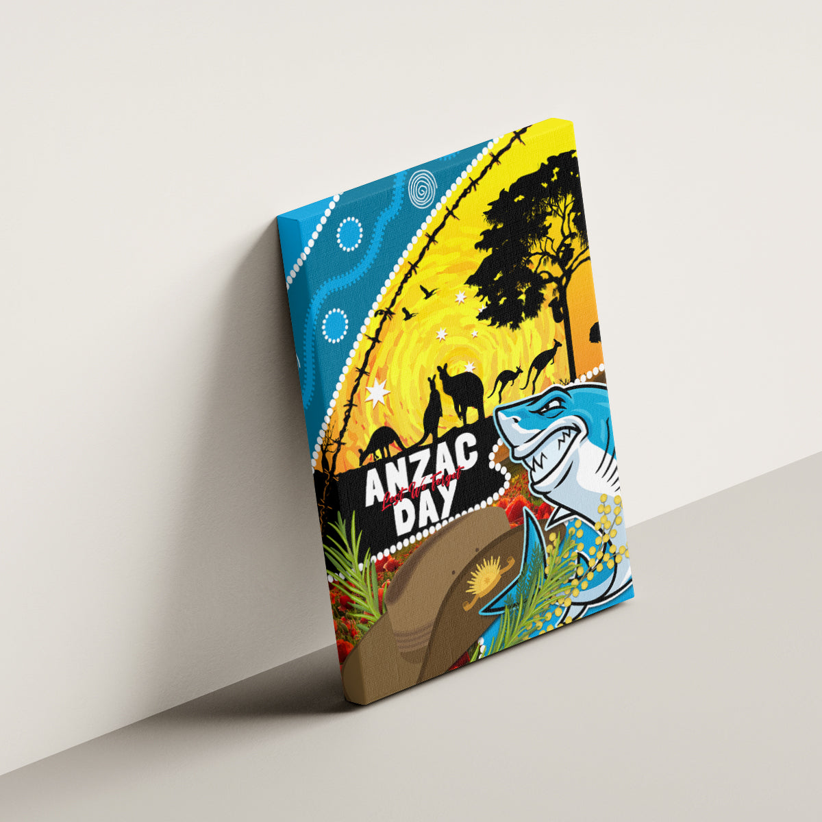 Sharks Rugby ANZAC Day Canvas Wall Art Sharkies Rosemary Starry Night