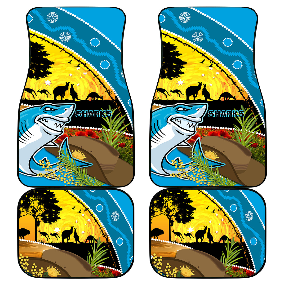 Sharks Rugby ANZAC Day Car Mats Sharkies Rosemary Starry Night