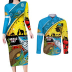 Sharks Rugby ANZAC Day Couples Matching Long Sleeve Bodycon Dress and Long Sleeve Button Shirt Sharkies Rosemary Starry Night