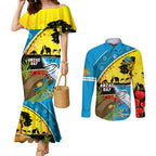 Sharks Rugby ANZAC Day Couples Matching Mermaid Dress and Long Sleeve Button Shirt Sharkies Rosemary Starry Night