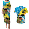 Sharks Rugby ANZAC Day Couples Matching Puletasi and Hawaiian Shirt Sharkies Rosemary Starry Night