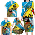 Sharks Rugby ANZAC Day Family Matching Long Sleeve Bodycon Dress and Hawaiian Shirt Sharkies Rosemary Starry Night