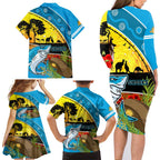 Sharks Rugby ANZAC Day Family Matching Long Sleeve Bodycon Dress and Hawaiian Shirt Sharkies Rosemary Starry Night