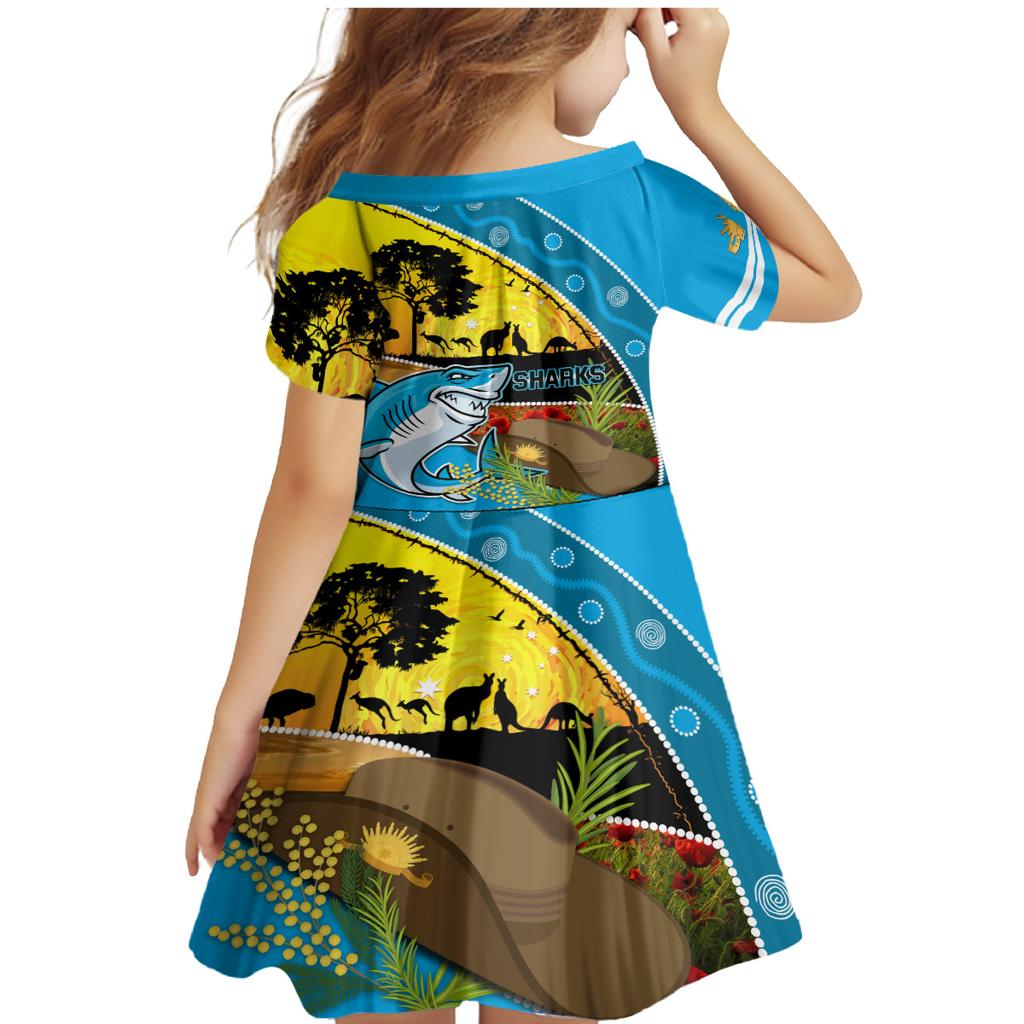 Sharks Rugby ANZAC Day Family Matching Mermaid Dress and Hawaiian Shirt Sharkies Rosemary Starry Night