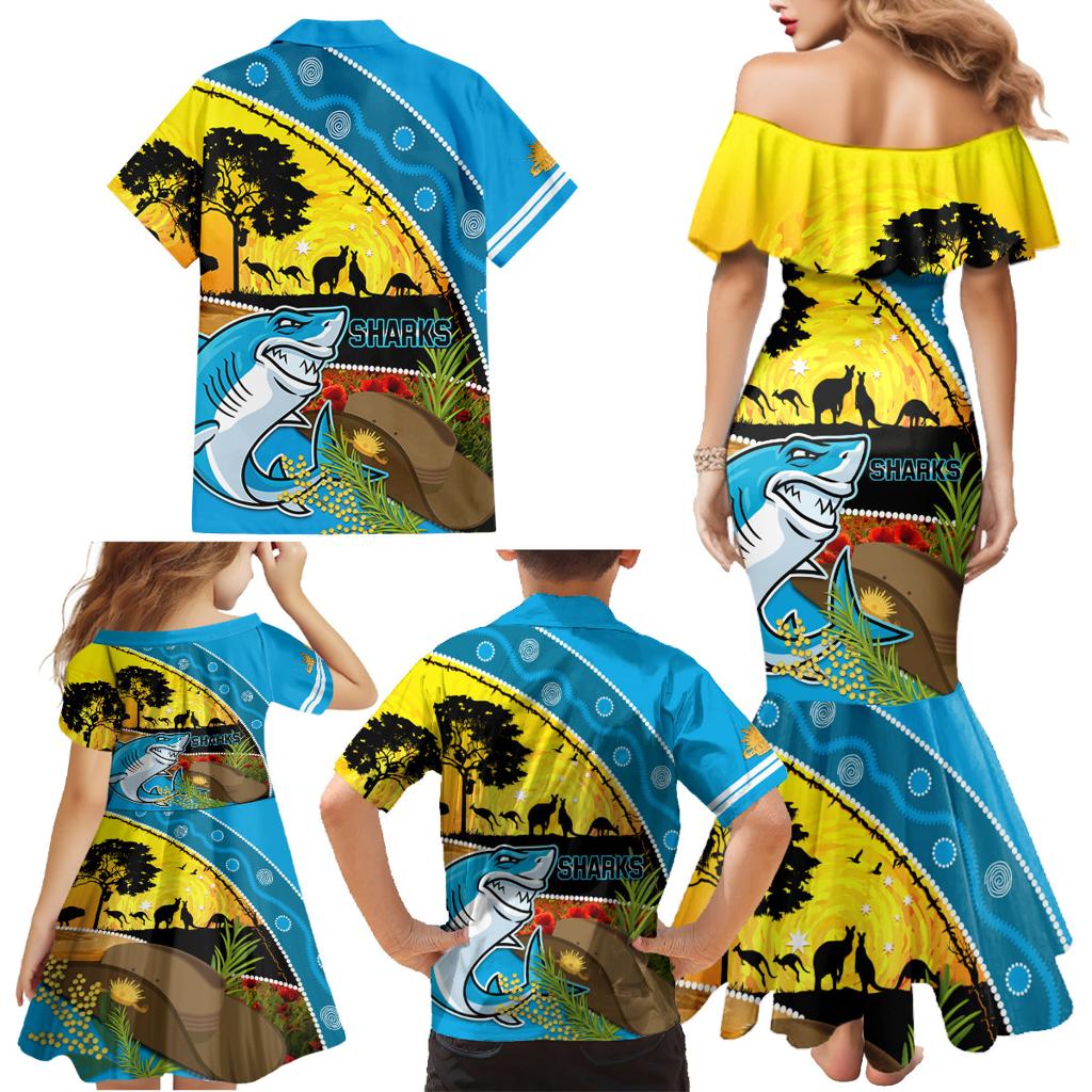 Sharks Rugby ANZAC Day Family Matching Mermaid Dress and Hawaiian Shirt Sharkies Rosemary Starry Night
