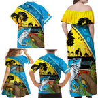 Sharks Rugby ANZAC Day Family Matching Off Shoulder Maxi Dress and Hawaiian Shirt Sharkies Rosemary Starry Night