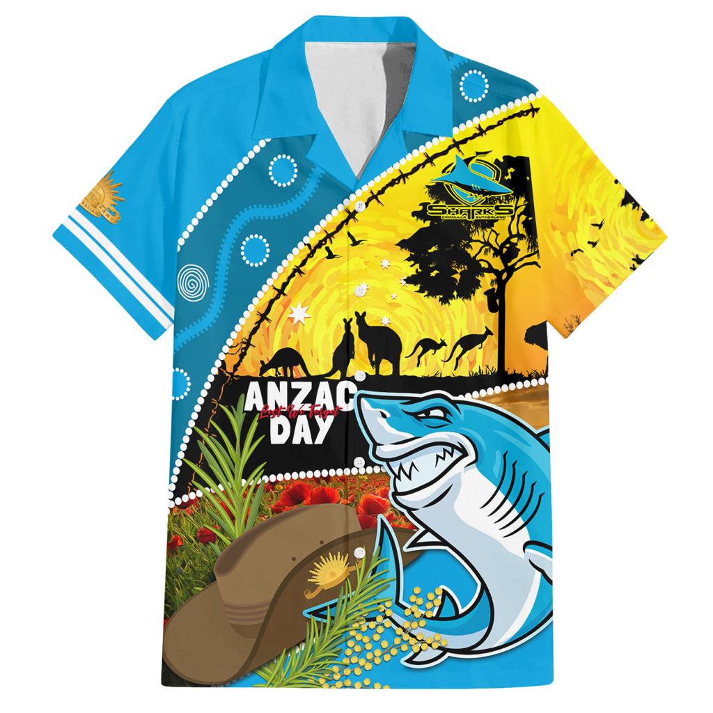 Sharks Rugby ANZAC Day Family Matching Off Shoulder Short Dress and Hawaiian Shirt Sharkies Rosemary Starry Night