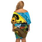 Sharks Rugby ANZAC Day Family Matching Off Shoulder Short Dress and Hawaiian Shirt Sharkies Rosemary Starry Night