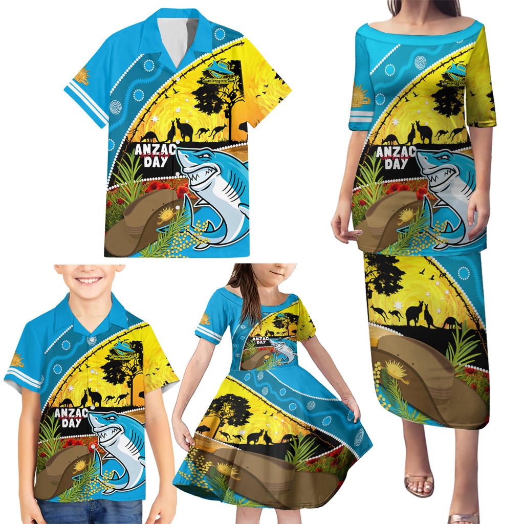 Sharks Rugby ANZAC Day Family Matching Puletasi and Hawaiian Shirt Sharkies Rosemary Starry Night