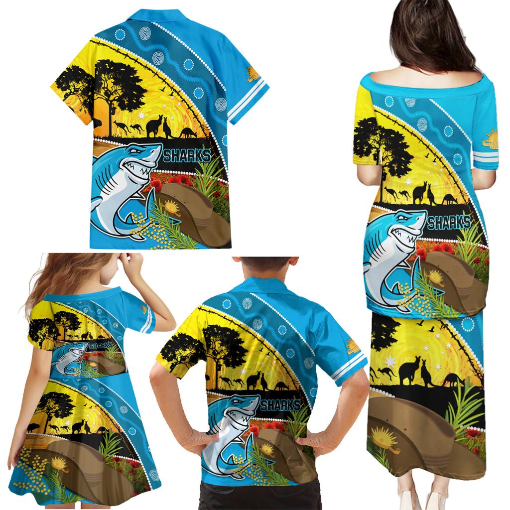 Sharks Rugby ANZAC Day Family Matching Puletasi and Hawaiian Shirt Sharkies Rosemary Starry Night